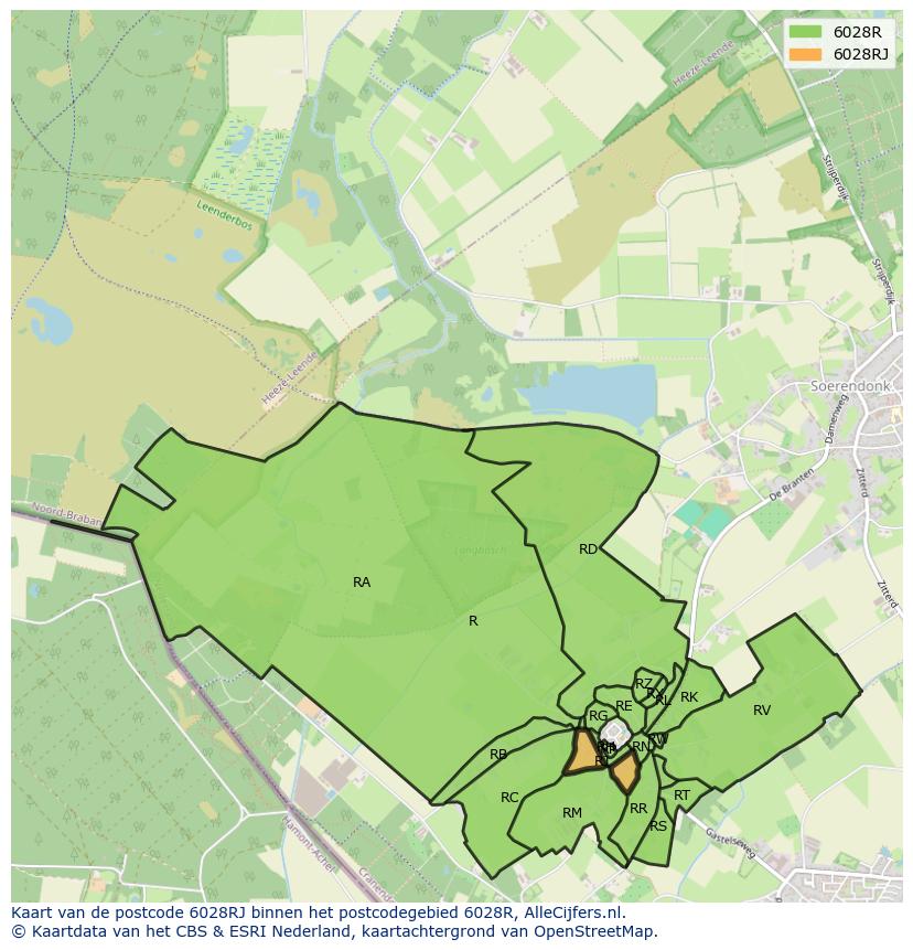 Afbeelding van het postcodegebied 6028 RJ op de kaart.