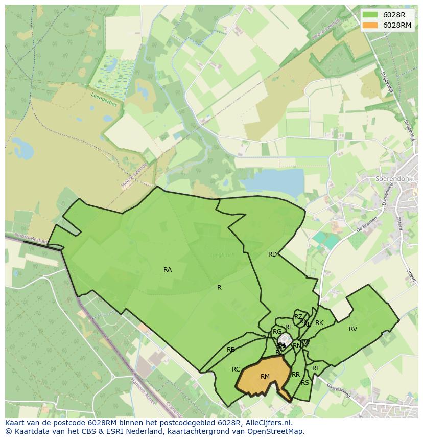 Afbeelding van het postcodegebied 6028 RM op de kaart.
