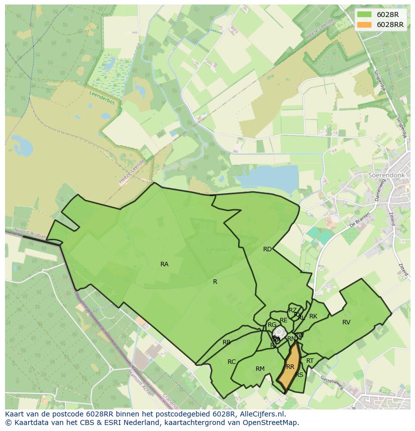 Afbeelding van het postcodegebied 6028 RR op de kaart.