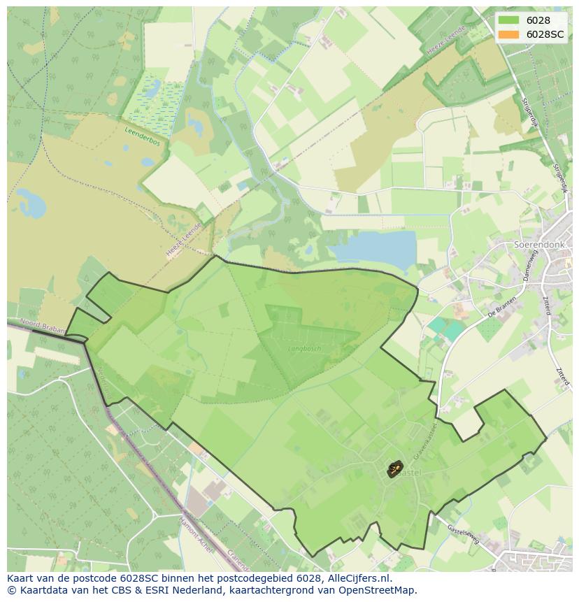 Afbeelding van het postcodegebied 6028 SC op de kaart.