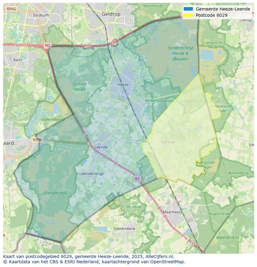 Afbeelding van het postcodegebied 6029 op de kaart.