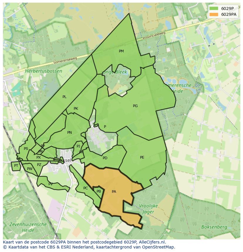 Afbeelding van het postcodegebied 6029 PA op de kaart.