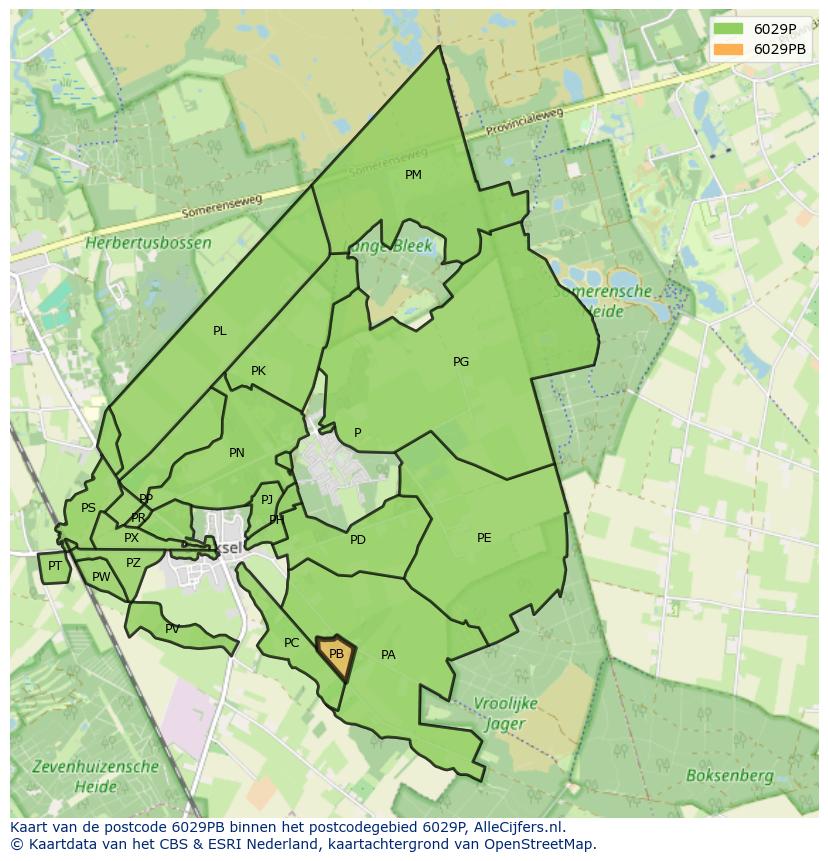 Afbeelding van het postcodegebied 6029 PB op de kaart.