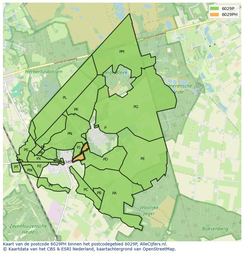 Afbeelding van het postcodegebied 6029 PH op de kaart.