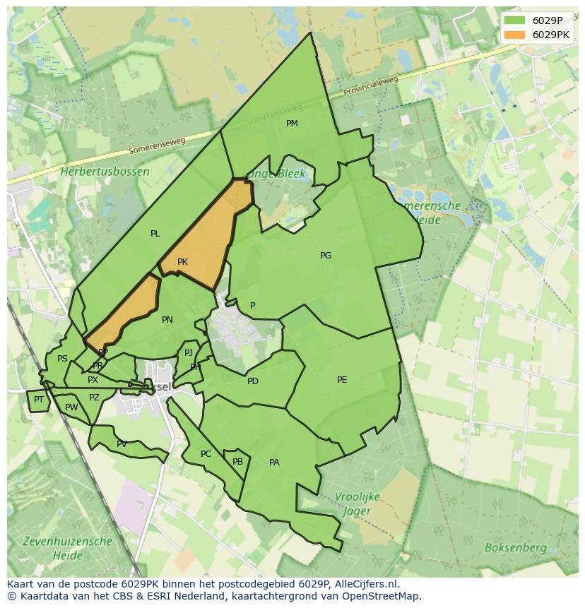Afbeelding van het postcodegebied 6029 PK op de kaart.