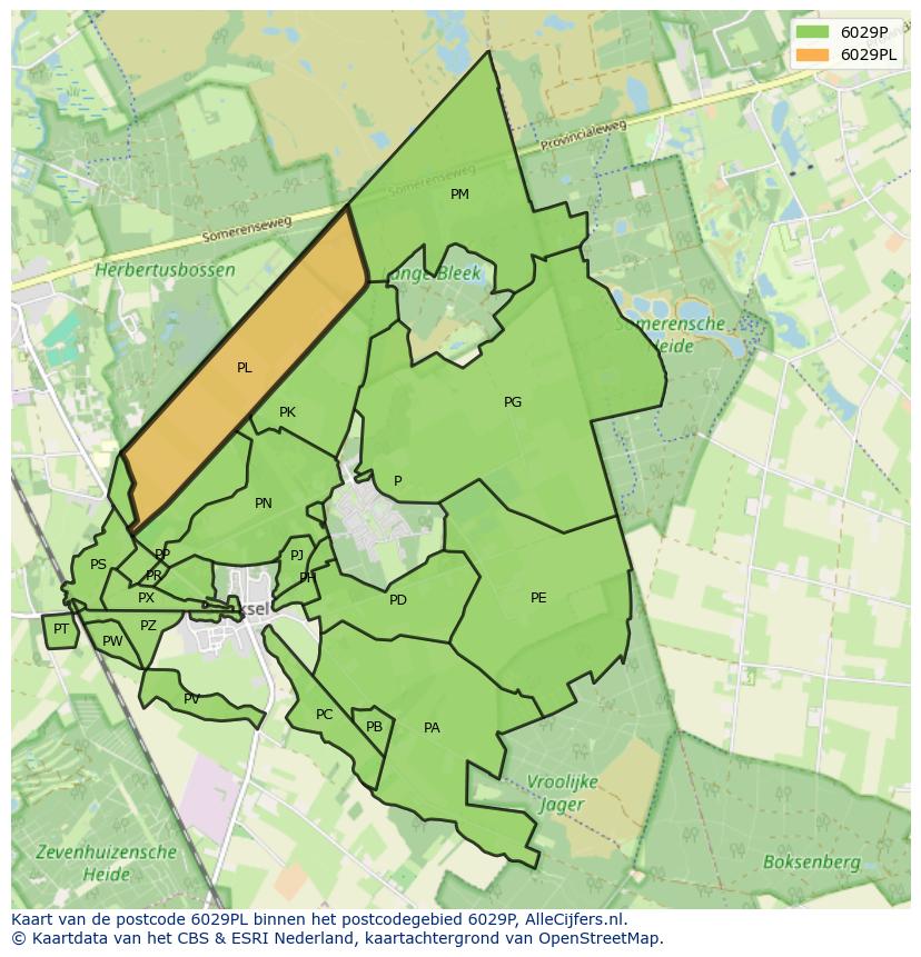 Afbeelding van het postcodegebied 6029 PL op de kaart.