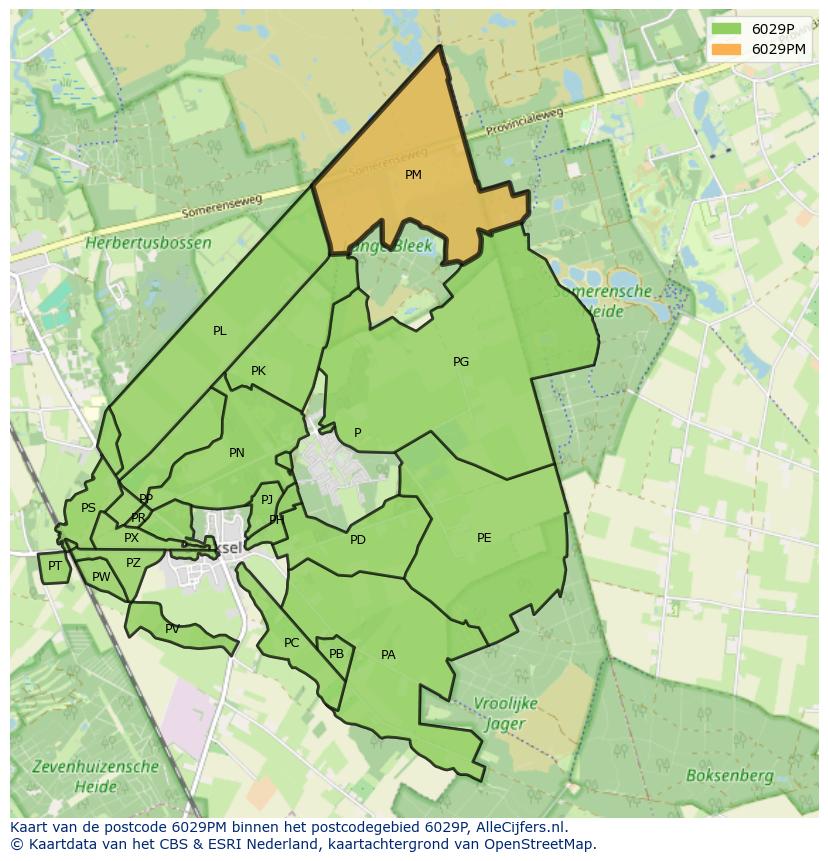 Afbeelding van het postcodegebied 6029 PM op de kaart.