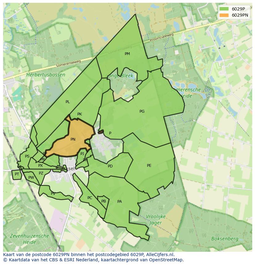 Afbeelding van het postcodegebied 6029 PN op de kaart.