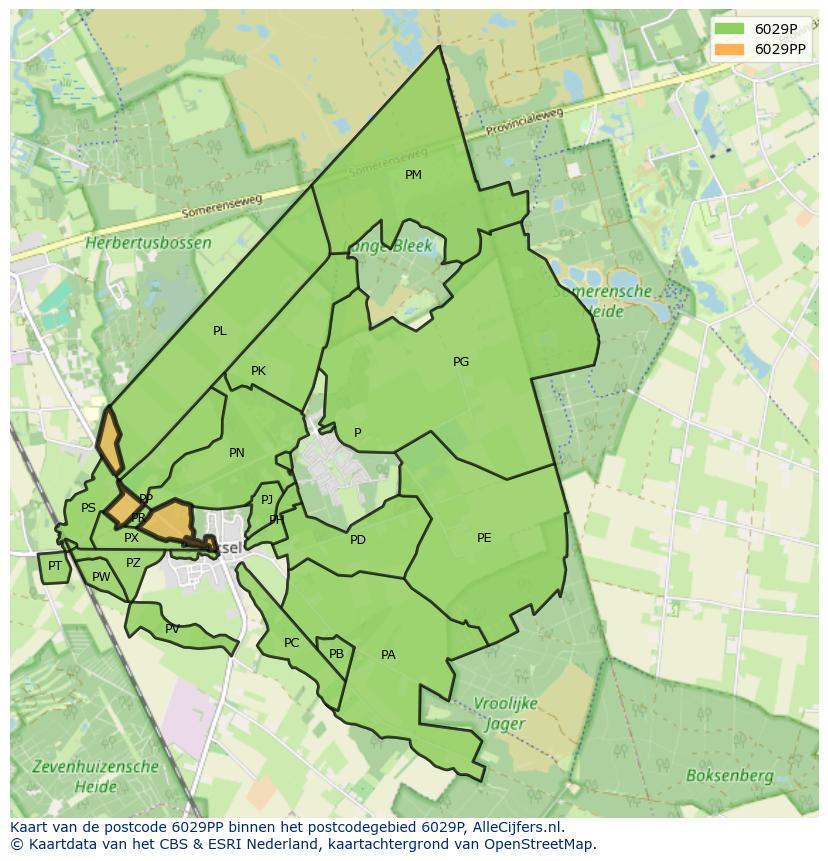 Afbeelding van het postcodegebied 6029 PP op de kaart.