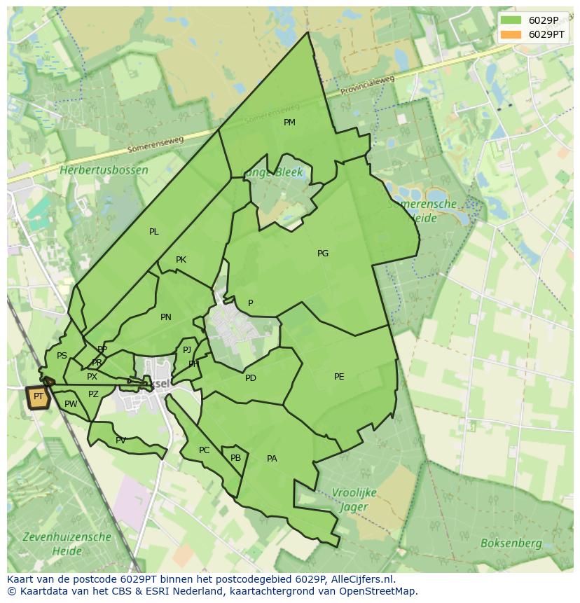 Afbeelding van het postcodegebied 6029 PT op de kaart.