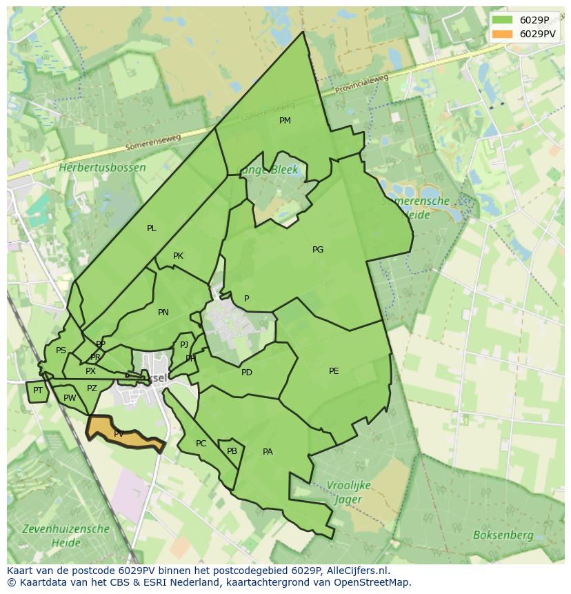Afbeelding van het postcodegebied 6029 PV op de kaart.