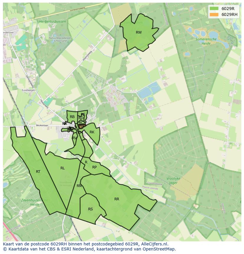 Afbeelding van het postcodegebied 6029 RH op de kaart.