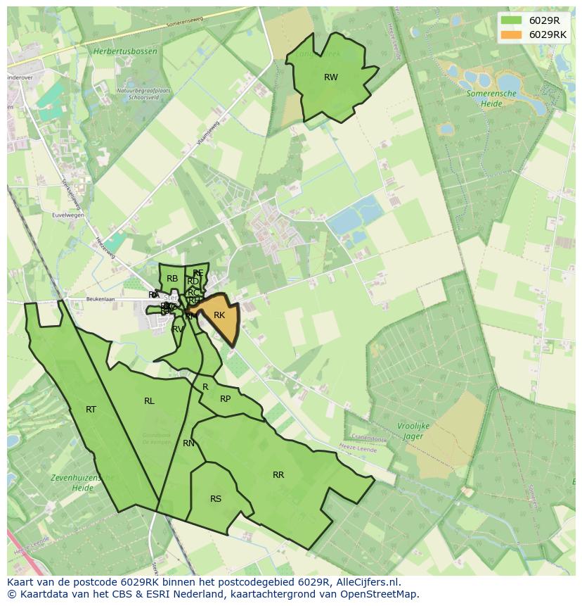 Afbeelding van het postcodegebied 6029 RK op de kaart.