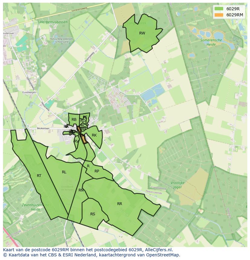 Afbeelding van het postcodegebied 6029 RM op de kaart.