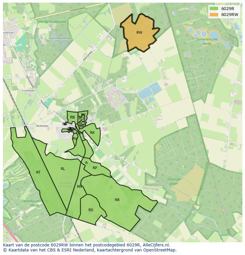Afbeelding van het postcodegebied 6029 RW op de kaart.