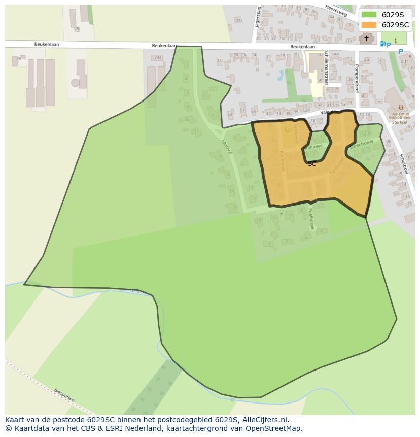 Afbeelding van het postcodegebied 6029 SC op de kaart.