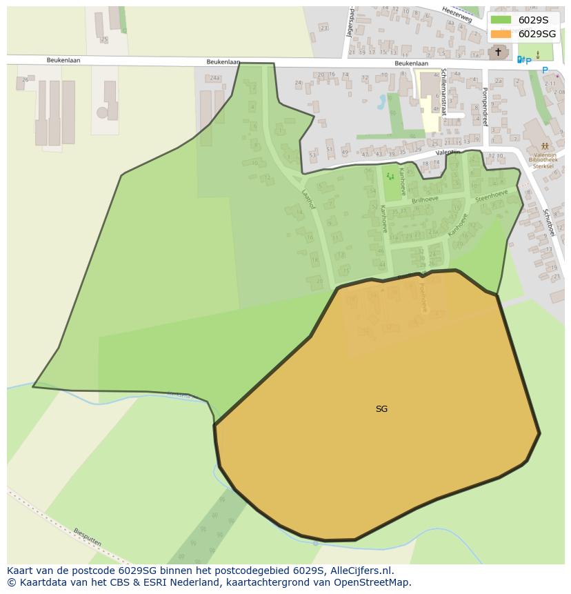 Afbeelding van het postcodegebied 6029 SG op de kaart.