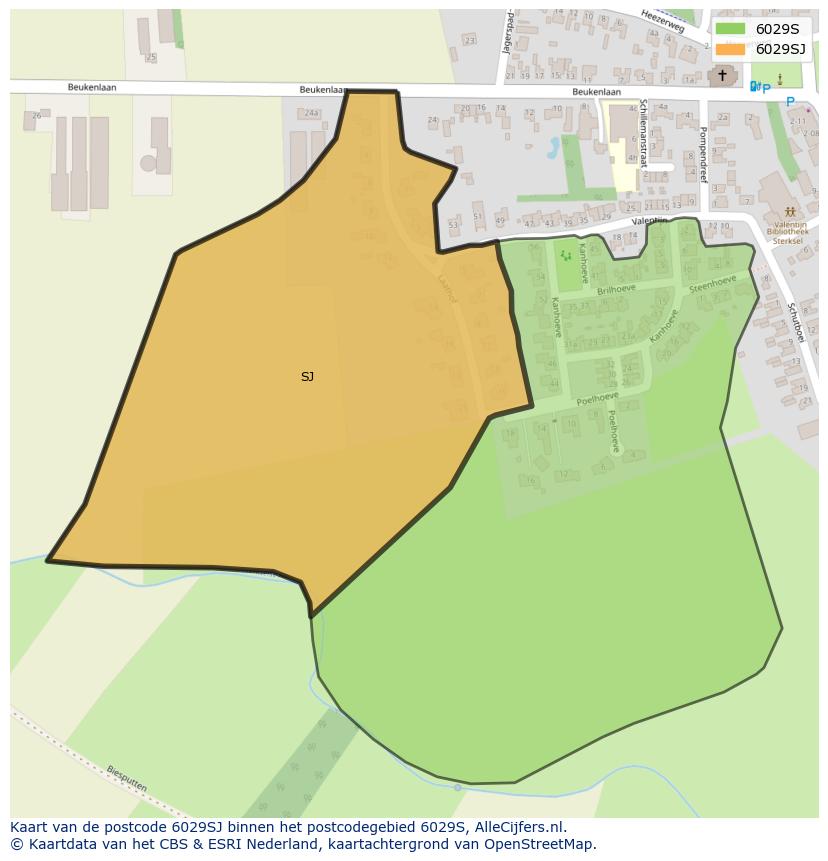 Afbeelding van het postcodegebied 6029 SJ op de kaart.