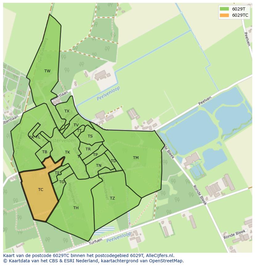Afbeelding van het postcodegebied 6029 TC op de kaart.