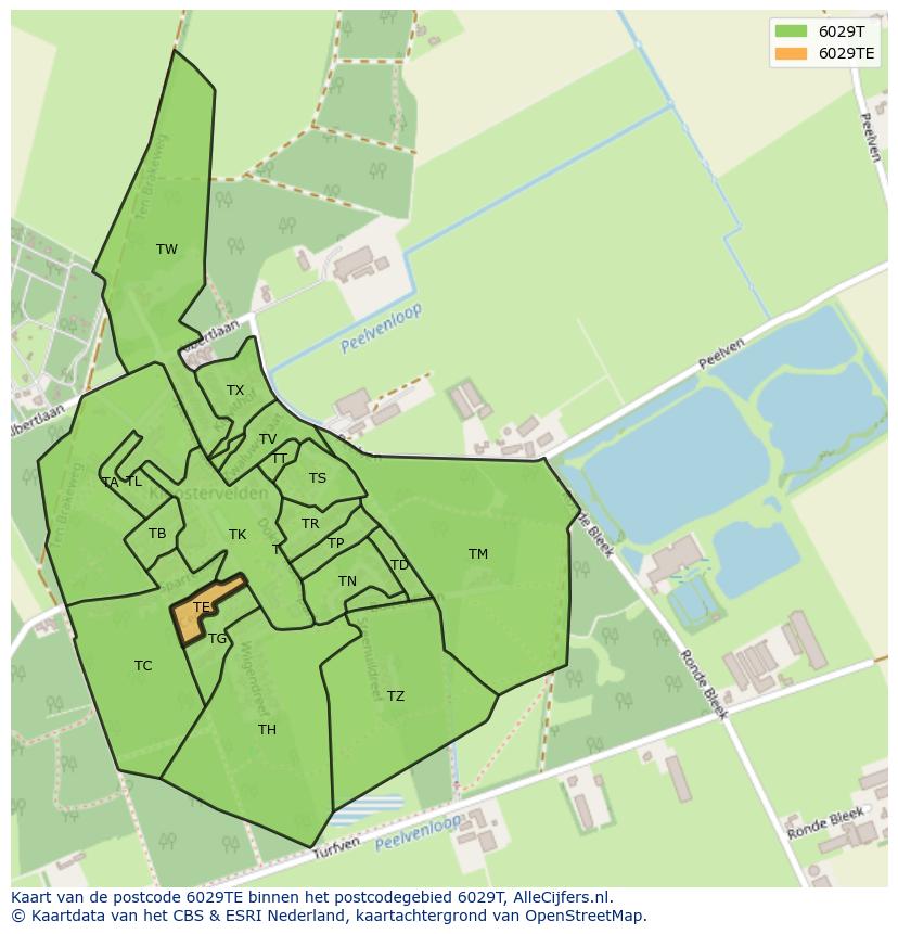 Afbeelding van het postcodegebied 6029 TE op de kaart.