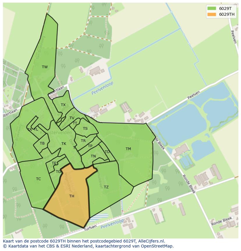 Afbeelding van het postcodegebied 6029 TH op de kaart.