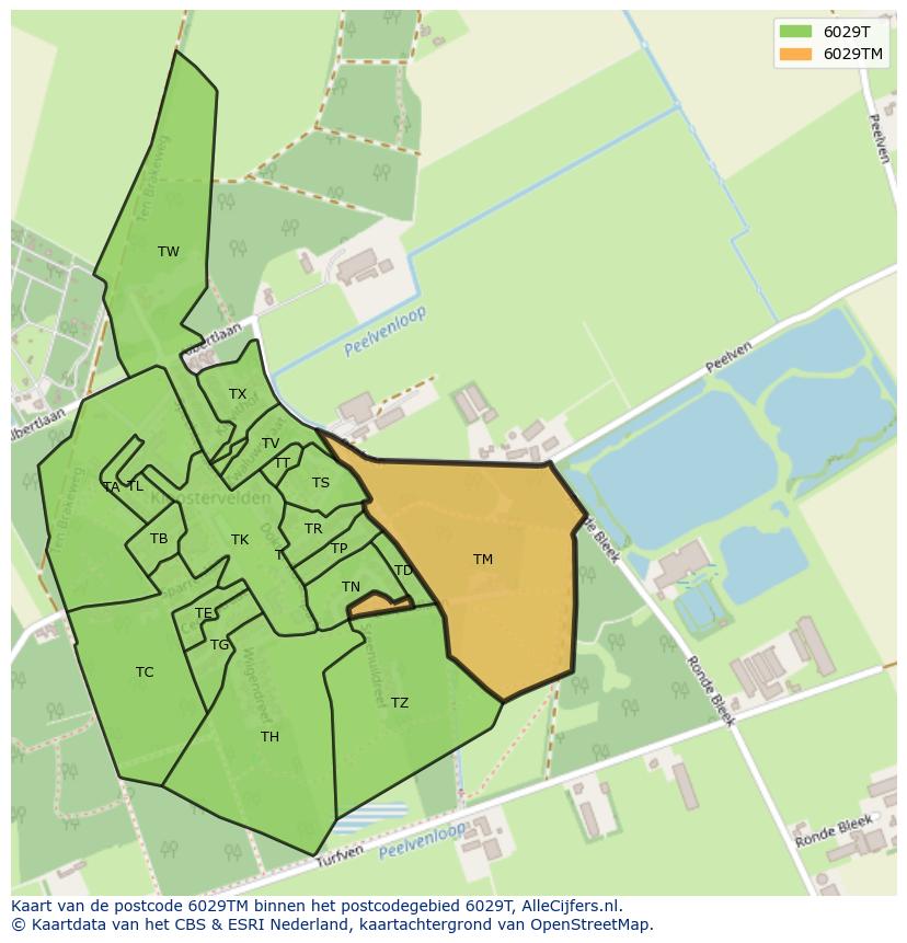 Afbeelding van het postcodegebied 6029 TM op de kaart.