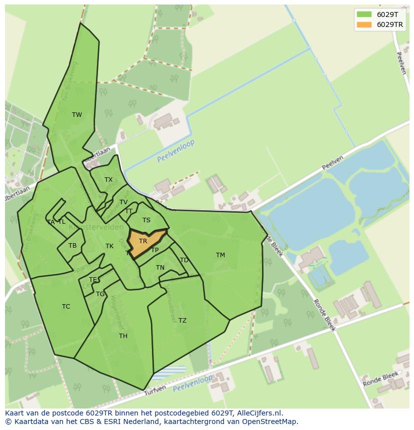 Afbeelding van het postcodegebied 6029 TR op de kaart.