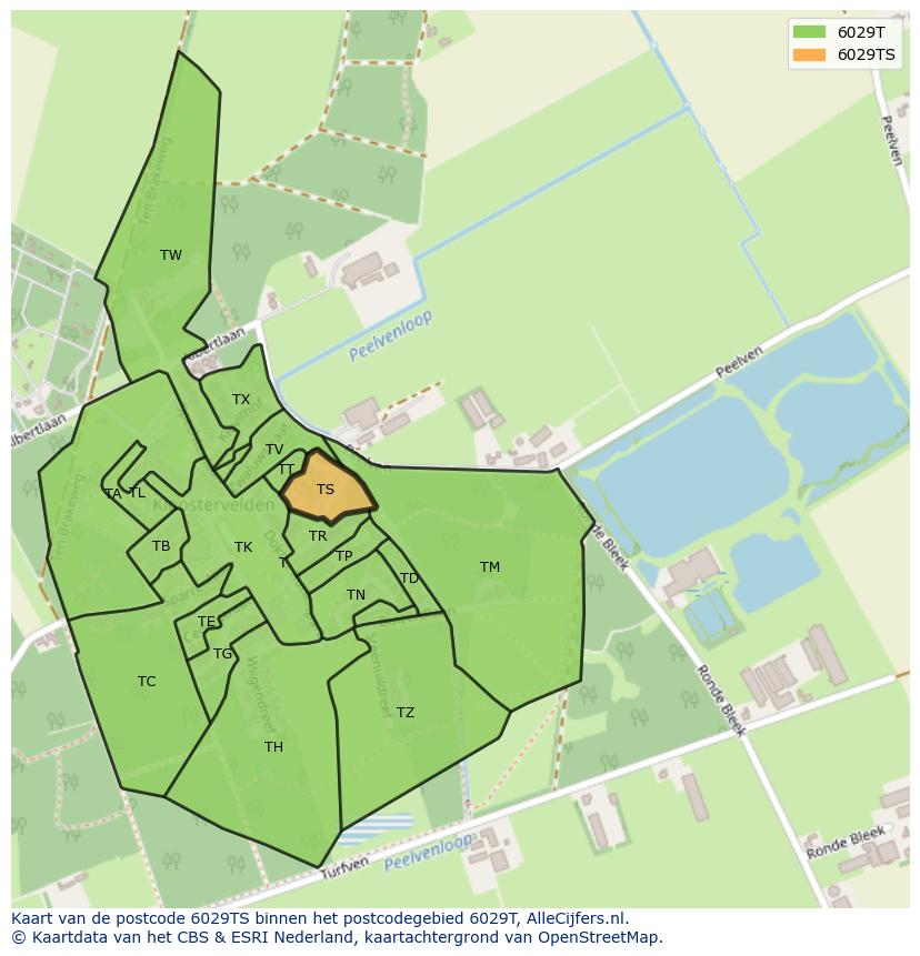 Afbeelding van het postcodegebied 6029 TS op de kaart.