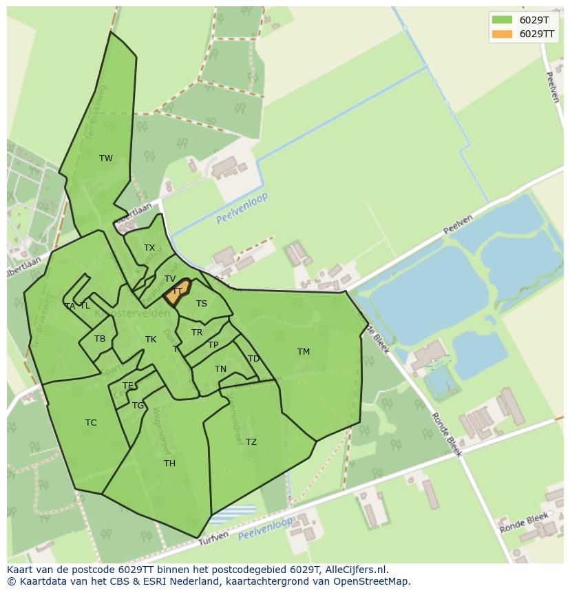 Afbeelding van het postcodegebied 6029 TT op de kaart.