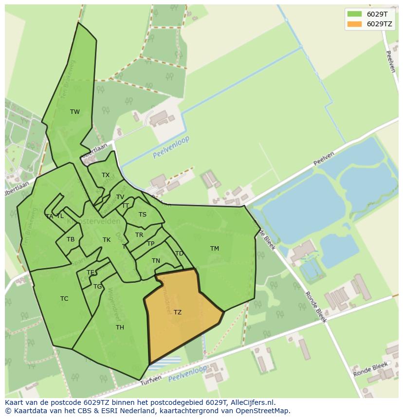 Afbeelding van het postcodegebied 6029 TZ op de kaart.