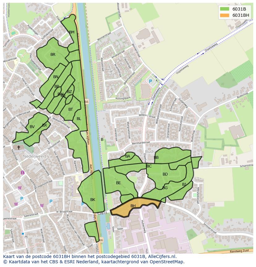 Afbeelding van het postcodegebied 6031 BH op de kaart.