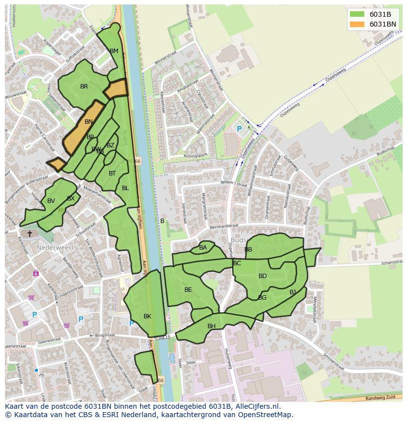 Afbeelding van het postcodegebied 6031 BN op de kaart.