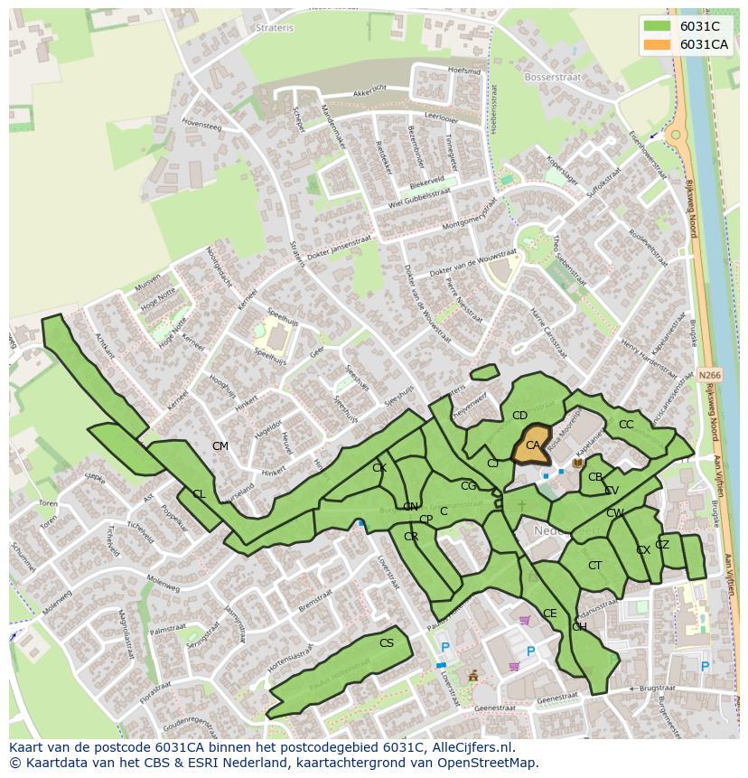 Afbeelding van het postcodegebied 6031 CA op de kaart.