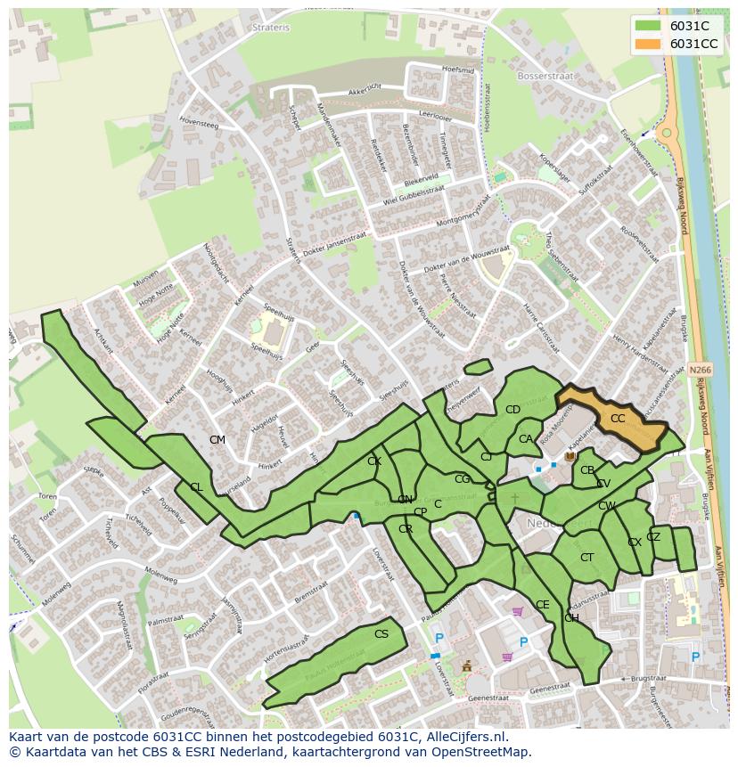Afbeelding van het postcodegebied 6031 CC op de kaart.