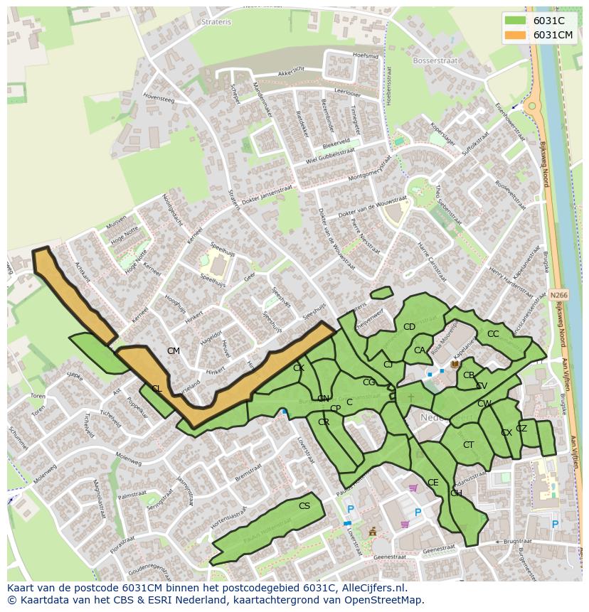 Afbeelding van het postcodegebied 6031 CM op de kaart.