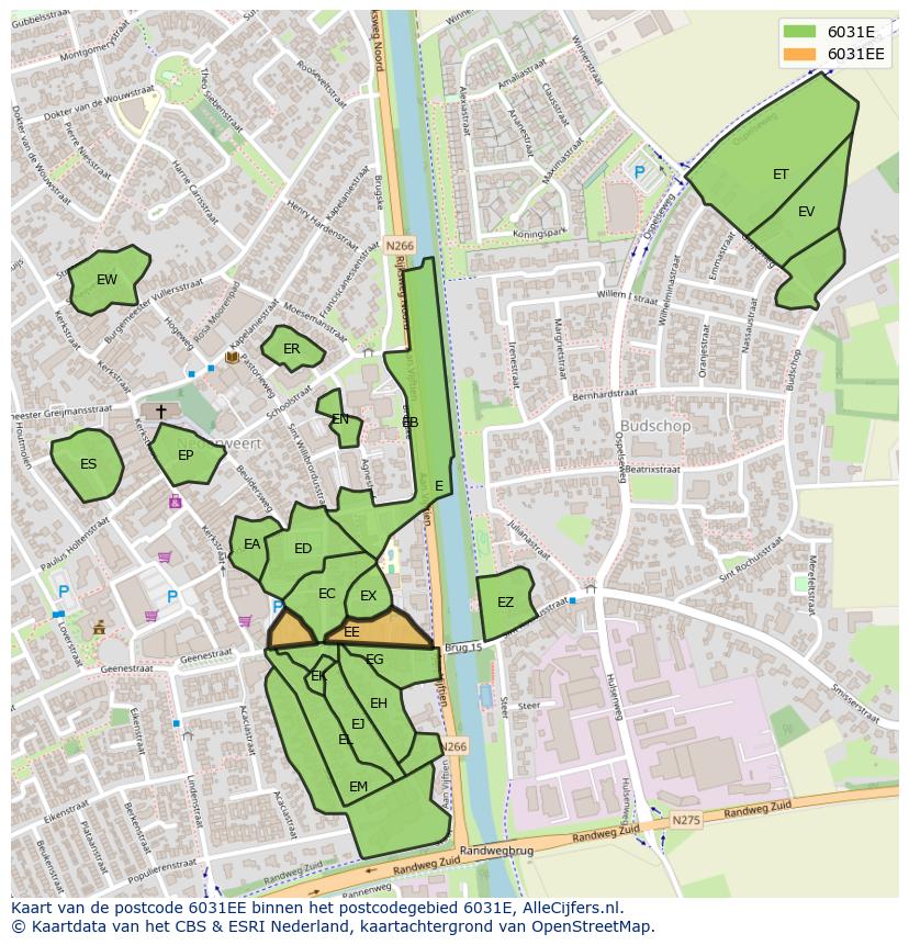 Afbeelding van het postcodegebied 6031 EE op de kaart.