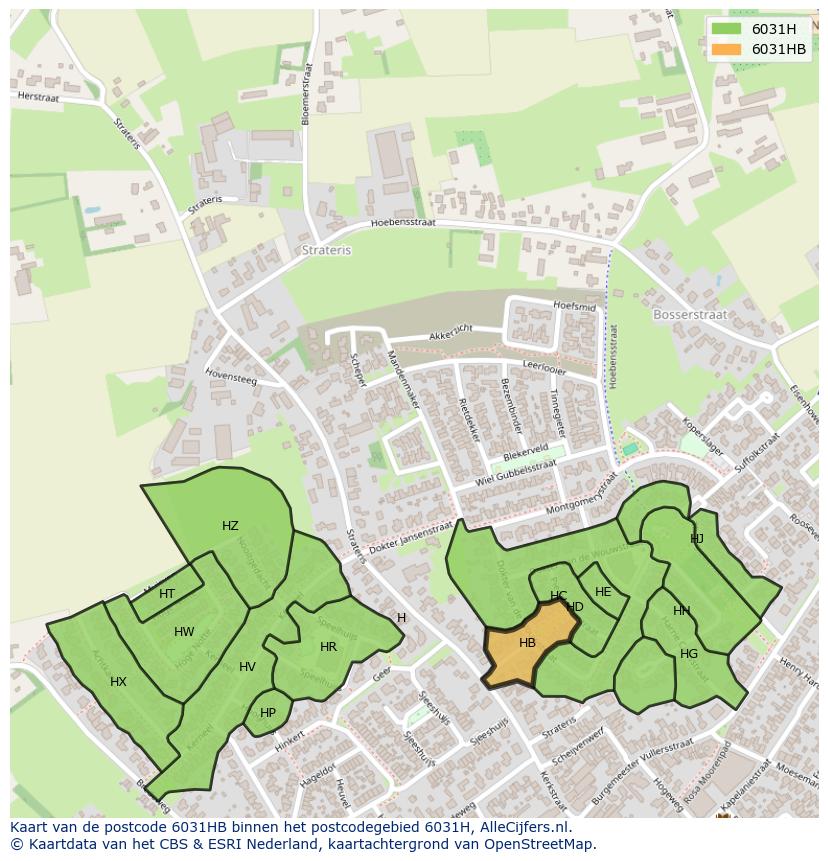 Afbeelding van het postcodegebied 6031 HB op de kaart.