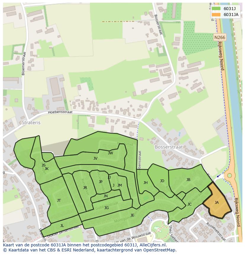 Afbeelding van het postcodegebied 6031 JA op de kaart.