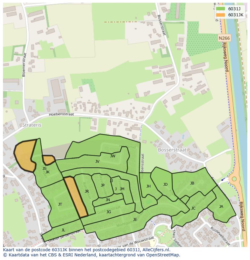 Afbeelding van het postcodegebied 6031 JK op de kaart.