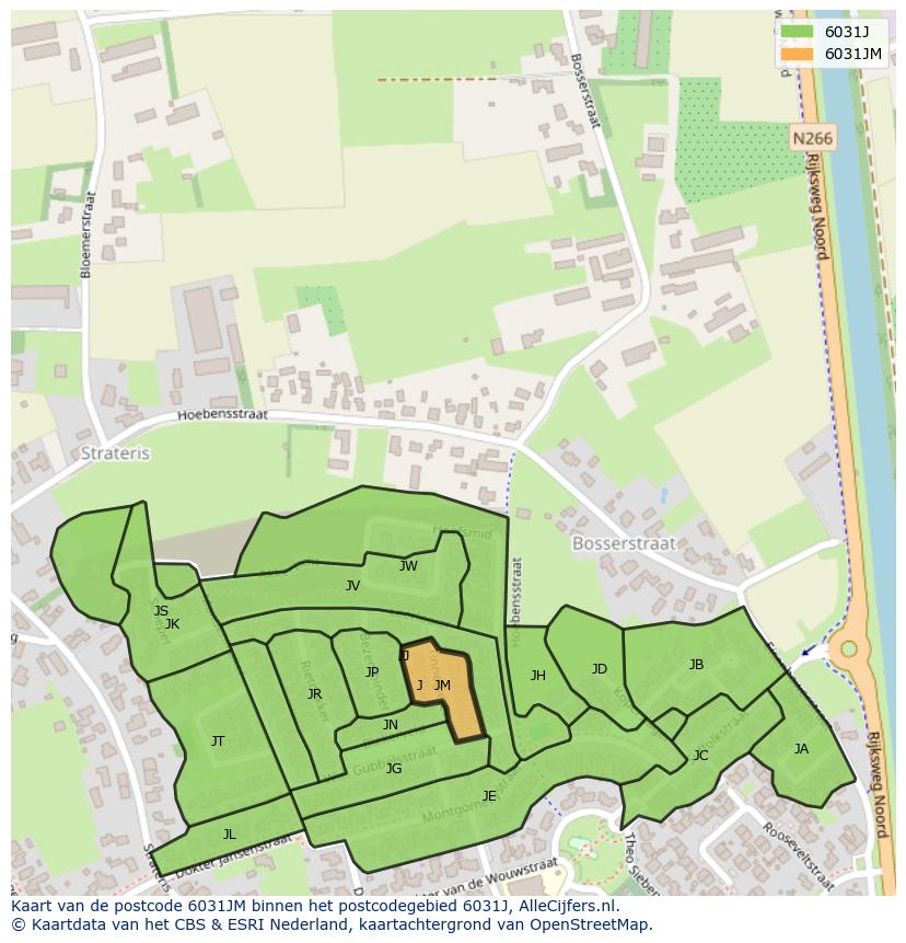 Afbeelding van het postcodegebied 6031 JM op de kaart.