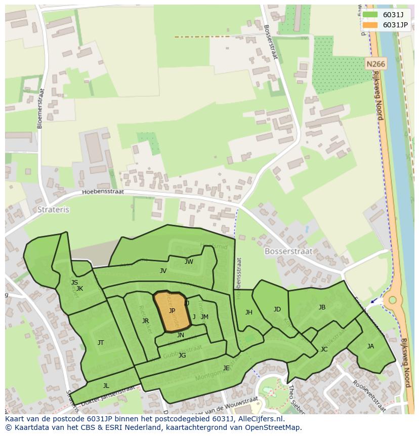Afbeelding van het postcodegebied 6031 JP op de kaart.