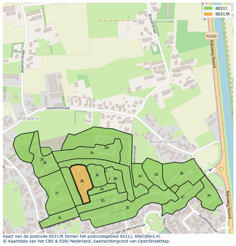 Afbeelding van het postcodegebied 6031 JR op de kaart.