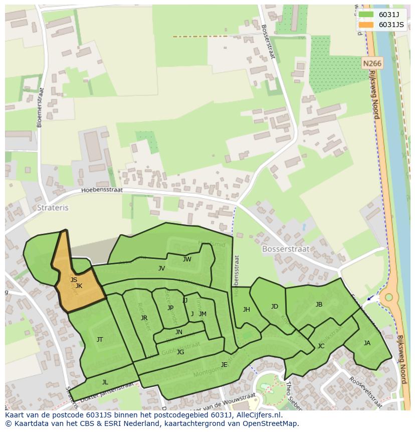 Afbeelding van het postcodegebied 6031 JS op de kaart.