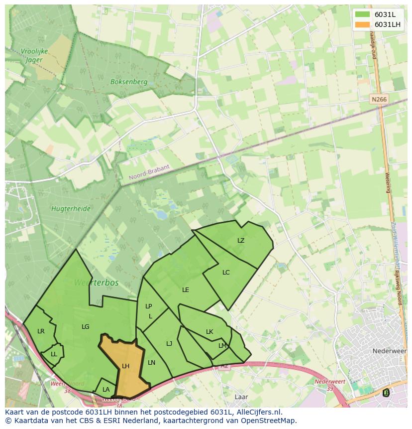 Afbeelding van het postcodegebied 6031 LH op de kaart.
