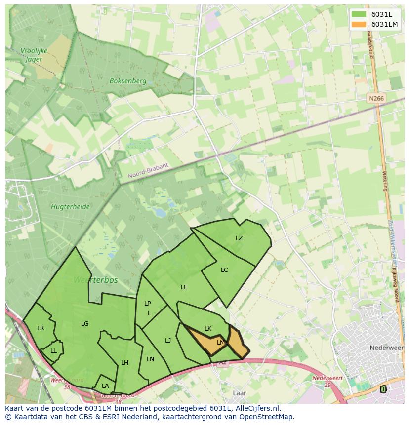 Afbeelding van het postcodegebied 6031 LM op de kaart.