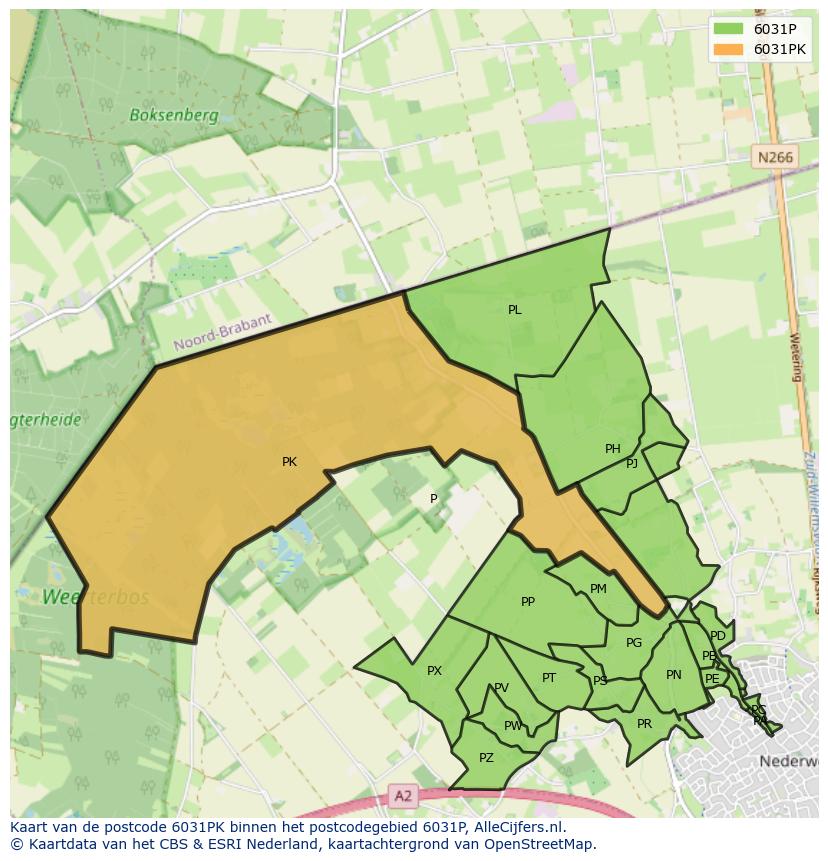 Afbeelding van het postcodegebied 6031 PK op de kaart.