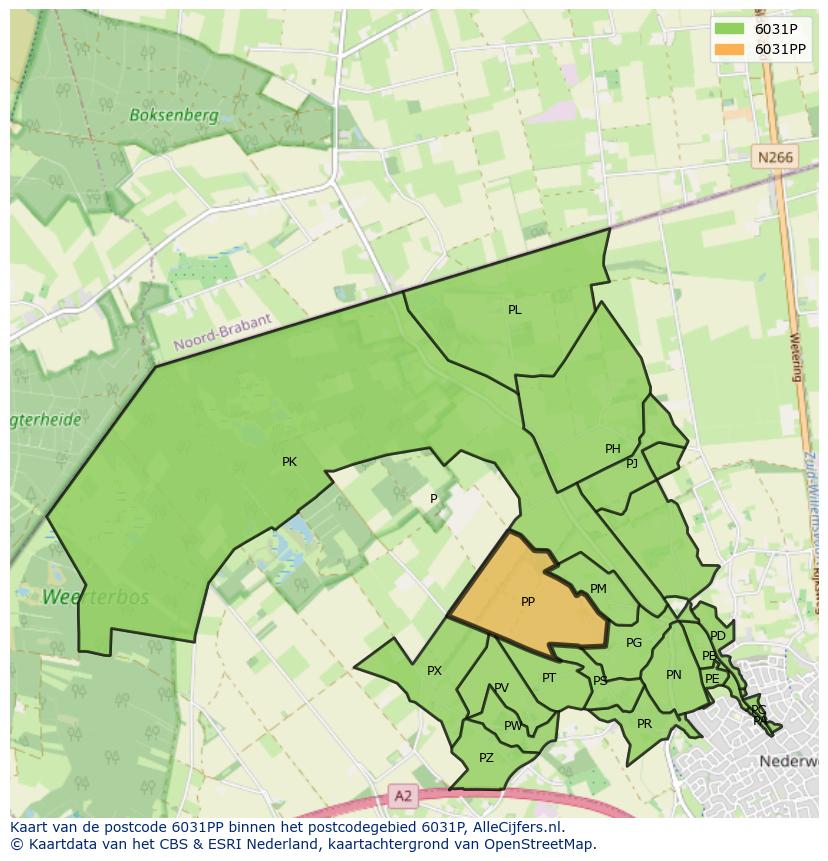 Afbeelding van het postcodegebied 6031 PP op de kaart.
