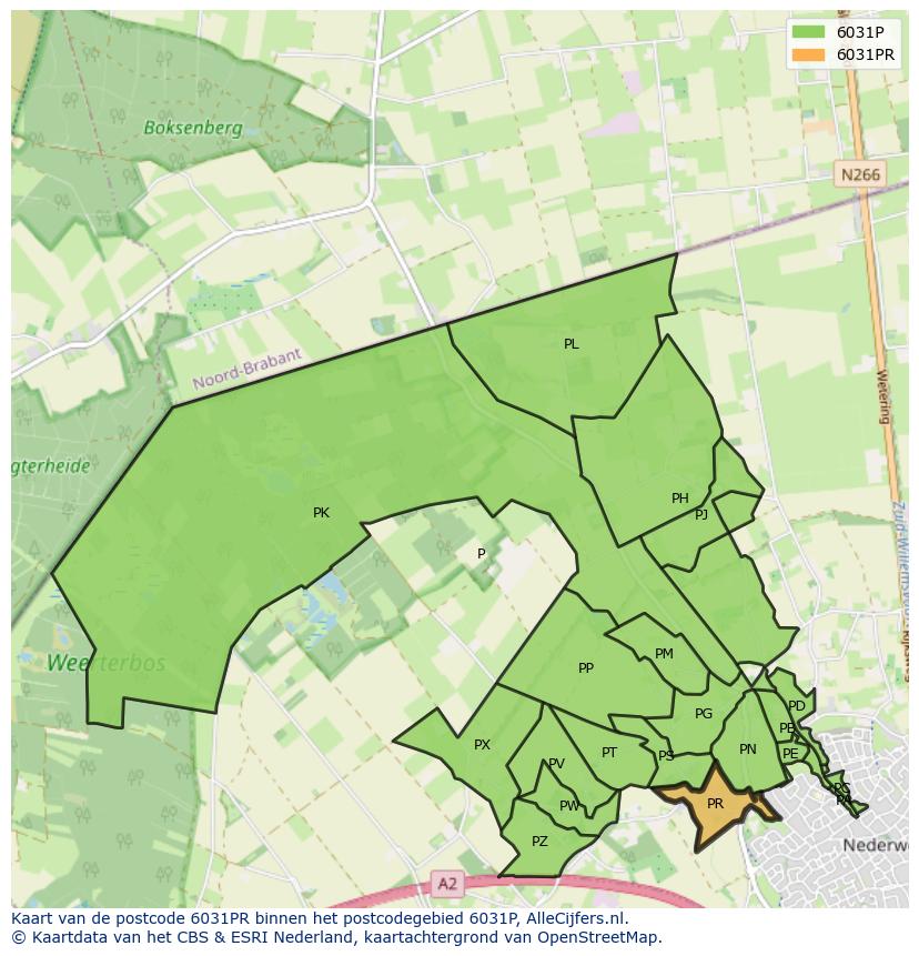 Afbeelding van het postcodegebied 6031 PR op de kaart.