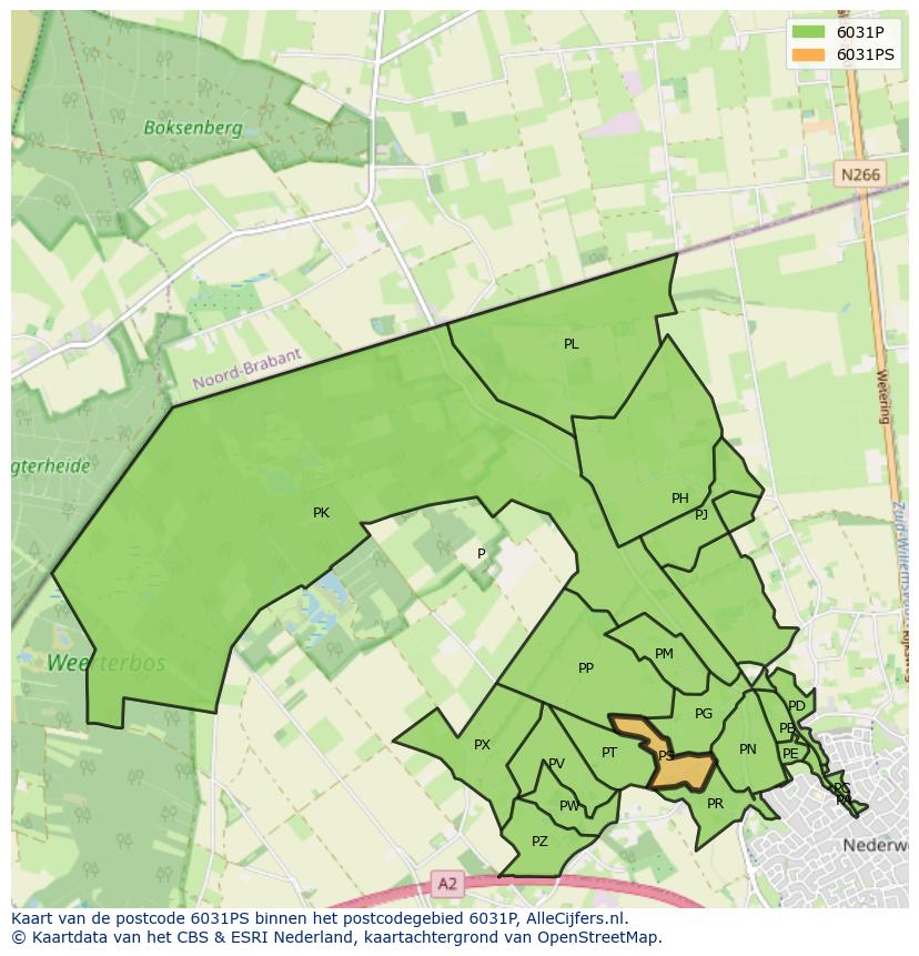 Afbeelding van het postcodegebied 6031 PS op de kaart.