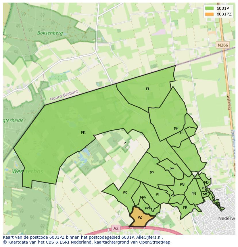 Afbeelding van het postcodegebied 6031 PZ op de kaart.